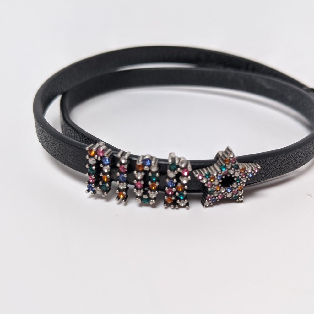 SOLD Dior Crystal Leather Logo Bracelet / Necklace - Picture 5 of 6